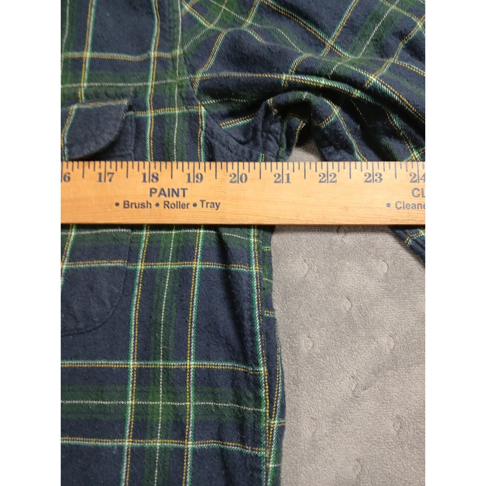Obey Worldwide Mens Navy Green Plaid Flannel Button Down Shirt Size M Cotton - Picture 6 of 8